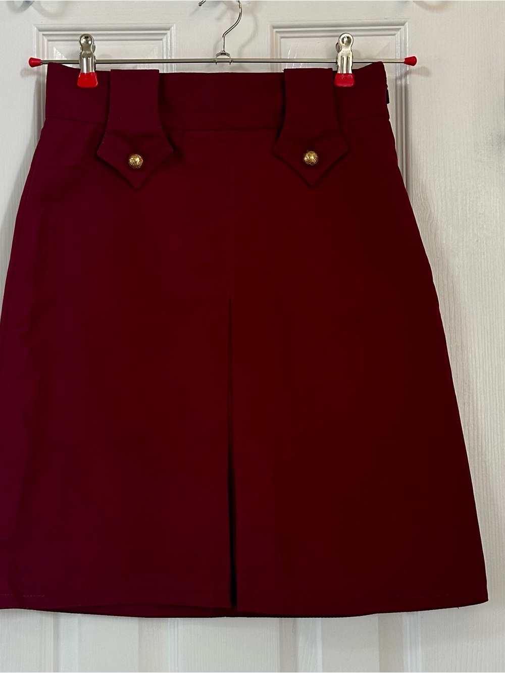 Gucci Women’s Burgundy A-Line High Rise Knee Length Cotton Twill Skirt Sz 42/6